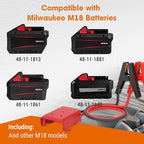 Mayspare Jumper Cables for Car with Adapter Compatible with Milwaukee 18V Batteries, Silicone Wire 8AWG 2FT Alligator Clips Automotive Jump Starter Cables for Jump Starting Car or Tool Batteries