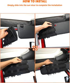 Savadicar Tactical Sun Visor Organizer Front Visor Storage Cover for 2007-2023 Jeep Wrangler JK JL & Gladiator JT, Interior Storage Accessories, Black, 1 PCS
