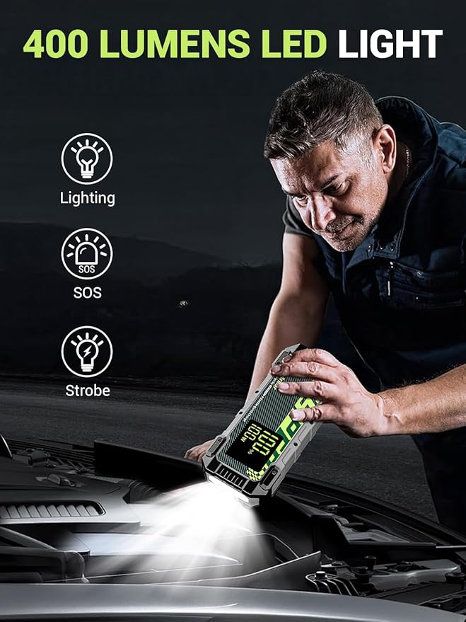 YESPER 4000A Jump Starter, 12V Car Battery Jump Starter 24000mAh Power Pack, (All Gas/10L Diesel Engine) Portable Jump Starter for Car with 100W Quick Charge Cables,Booster, LED Light - Armor Series