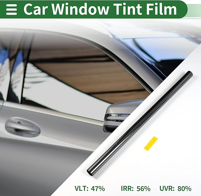 Motoforti Nano Ceramic Car Window Tint Film VLT 47% IRR 56% UVR 80% Black 14.76 ft x 35.43 Inch Privacy Film 2mil PET 1 Pc