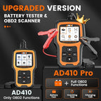 ANCEL AD410 PRO OBD2 Scanner and Battery Tester, 2-in-1 Car Diagnostic Tool, Check Engine Light, EVAP Test, Live Data, 12V
