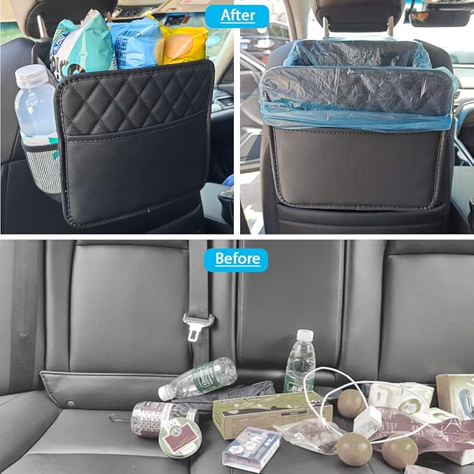 Car Seat Back Organizer, Hanging PU Leather Car Storage Bag, Compatible with Most Vehicles Interior Accessories Organizer