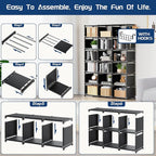 Mavivegue Book Shelf, 18 Cube Storage Organizer, DIY Bookcase, Metal Cube Bookshelf, Cubbies Closet Storage Organizer Shelves