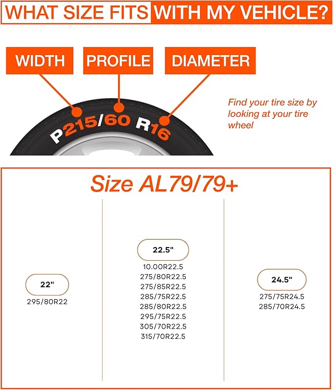 AutoSock for Commercial Vehicles and Trucks AL79, Snow Socks for Tires, Pack of 2