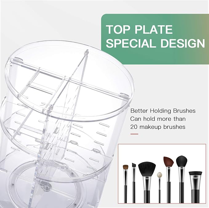seinlife 360 Rotating Makeup Organizer,DIY Adjustable Spinning Holder,Foldable Cosmetic Storage Display box,Large Capacity Ma