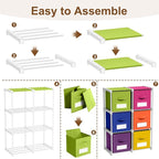Geelin 6 Cube Toys Storage Organizer with Fabric Bins and Labels, 11 Inch Collapsible Cubby Storage Drawers Colorful Dresser 