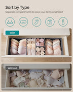SONGMICS Drawer Organizer, Dresser Drawer Organizers, Set of 12, Foldable Fabric Storage Bins for Socks, Underwear, Bras, Tie