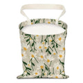 Car Trash Can, Hanging Garbage Bin for Men and Women, Cute Car Organizer and Storage Bag, Canvas Vehicle Trash Can Bag Easy-to-Install Cute White Floral
