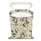 Car Trash Can, Hanging Garbage Bin for Men and Women, Cute Car Organizer and Storage Bag, Canvas Vehicle Trash Can Bag Easy-to-Install Cute White Floral