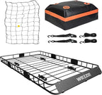 WEIZE 54" x 34" Heavy Duty Roof Rack Basket, 200LBS Universal Rooftop Cargo Basket with Waterproof Bag, Cargo Net & Tie Down Straps, Steel Luggage Holder for Car SUV Truck