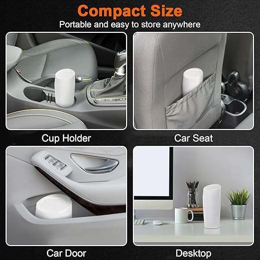 Car Trash Can, Mini Car Trash Bin with Lid, Leakproof Cup Holder Car Garbage Can with 20 Trash Bags, Vehicle Front Back Seat Organizers and Storage for Car, Home, Office, White