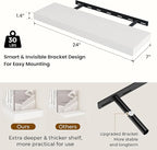 Dreamland 24 Inch Long Floating Shelves in White,6.7 Inch Deep Floating Shelf for Wall,Large Display & Storage Shelf, Wall Sh
