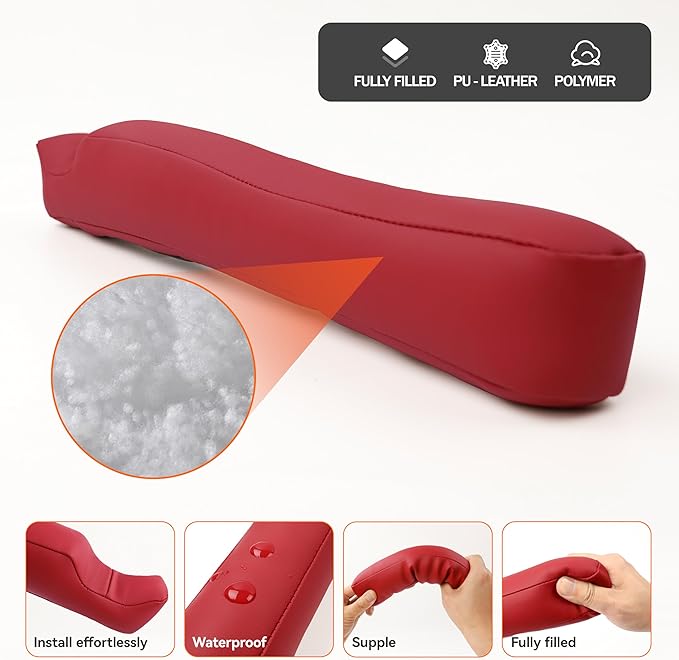 Car Seat Gap Filler - 2 Pack Premium Leather Console Blockers for Cars, Trucks & SUVs - Adjustable 1.4-2.4 Inch Width - Prevents Items Falling Between Seats (Wine)