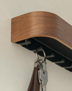 Kazai.® Key Holder 'Toke' | Minimalist Key Hook Design from Berlin | Modern Key Holder Wall Mount with Wooden Shelf | Key Rac