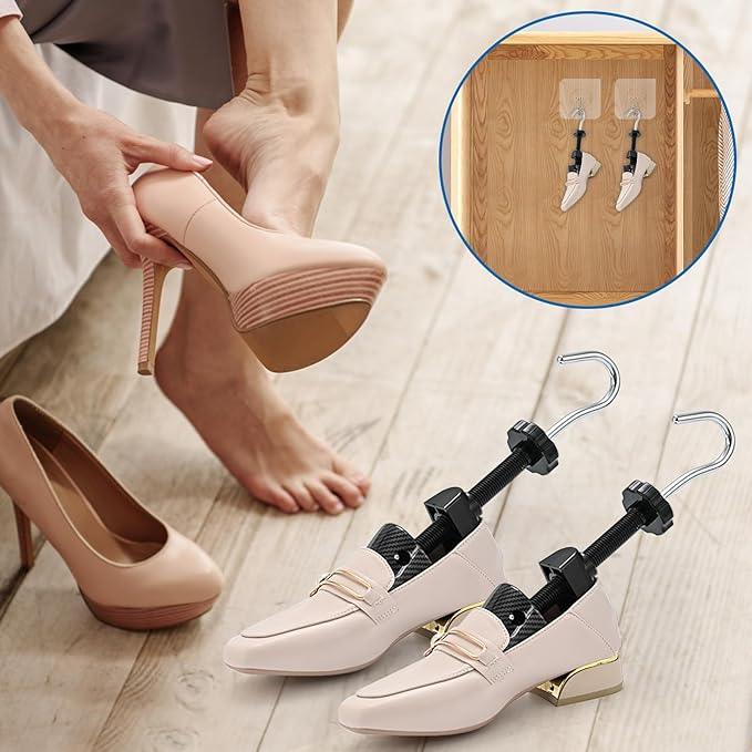 eachway Shoe Stretcher Shoe Trees,Adjustable Length & Width for Men and Women (S (for Women's 5.5-10) Black)