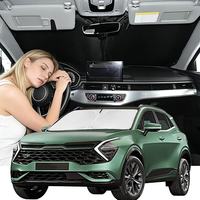 Windshield Sunshade for KIA Sportage NQ5 2018-2022 Sun Shade Car Windshield Accessories Upgrade 4 Layers Blocks UV Rays Custom Fit Sportage 240T Car Window Shades Front Windshield Keep Cool Foldable
