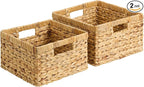 StorageWorks Wicker Storage Basket, Water Hyacinth Basket for Organizing, Decorative Water Hyacinth Storage Baskets, Set of 2