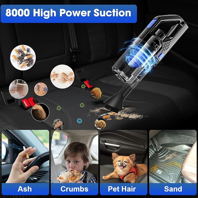 Viewsun Car Cleaning Kit, Car Interior Detailing Kit with High Power Handheld Vacuum Cordless Rechargeable, Detailing Brush S
