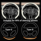 Universal 15 Inch Premium Nappa Leather Steering Wheel Cover - Non-Slip, Soft Comfortable Grip, Easy Install for Most Cars (Mocha Brown)