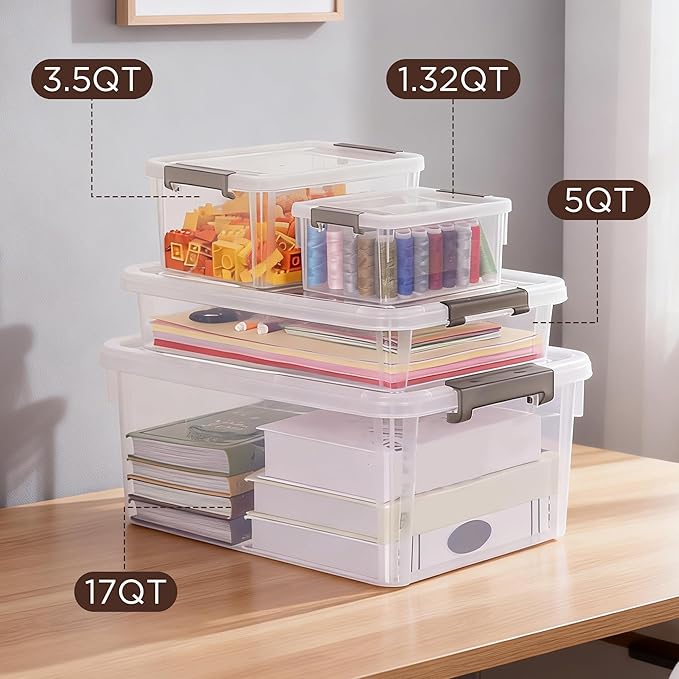 Citylife 17 QT Plastic Storage Bins with Lids Large Stackable Storage Containers for Organizing Clear Storage Box for Garage,