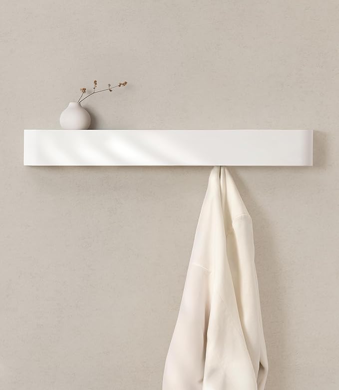 Kazai. Wall-Mounted Coat Rack 'Toke' - Modern Design Coat Rack with Hidden Wall Hooks - Solid Wood Veneer Panel Coat Hanger -