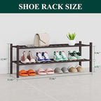 Smiry Shoe Rack, 2 Tier Thick Long Bamboo Shoe Organizer, Stackable Free Standing Wooden Shoe Storage Shelf for Closet, Entry