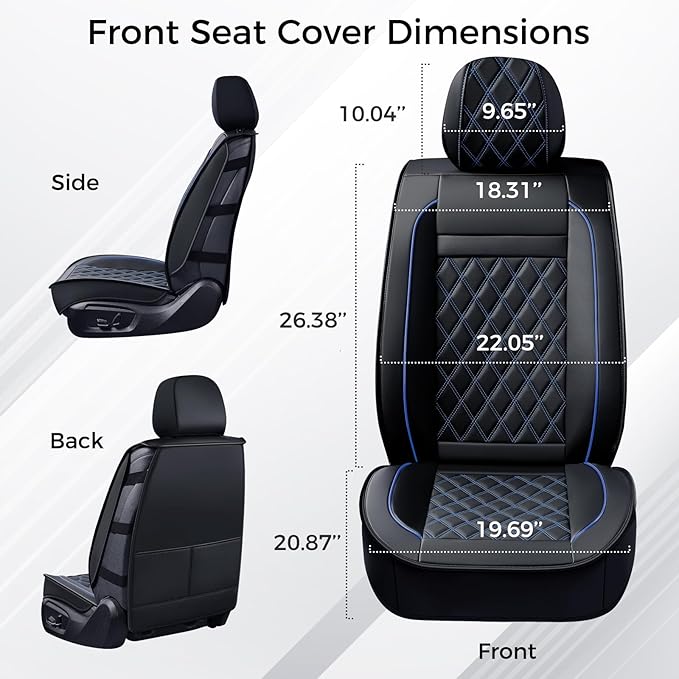 Huidasource Front Car Seat Covers, Leather Car Seat Cushion, Automotive Car Seat Cover Protector Universal Fit Front Seat, Ai