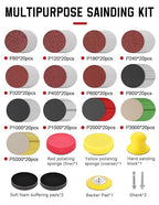 268-Pack 3 Inch Sanding Discs Drill Sanding Attachment, 80-5000 Grit Wet Dry Hook and Loop Sandpaper, Soft Foam Buffering Pad