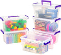 IRIS USA 5 Qt. Plastic Craft Storage Container Bins with Lids, 6 Pack, Small Art & Office Supply Organizer Tote, Sensory Bins