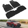 KIWI MASTER Floor Mats for 2014-2019 Toyota Highlander, OEM Replacement PT908-48165-02, Custom Fit All Weather Car Mats, Heavy Duty TPE Floor Liners, Front & Rear 2 Row, Black