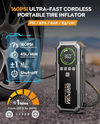 Jump Starter with Air Compressor, BRPOM 8000A Portable Car Jump Starter (All Petrol/12L Diesel), 160PSI 12V Battery Jump