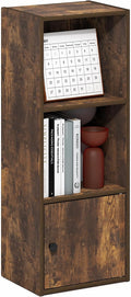 Furinno LUDER Book Shelf, 3-Tier Bookshelf with Open Shelf, Standing Bookcase with 1 Door Cabinet, 9.3 x 12 x 31.5, for Organ
