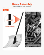 VEVOR Snow Shovel for Driveway, 16 in Wide Aluminum Alloy Snow Shovel, Non Slip Grip, Large Capacity Snowplow Shovels, Detachable & Lightweight Snows Removal Tool for Garden Car Camping Outdoors