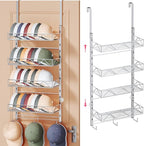 SWTYMIKI Over Door Hat Organizer - 5 Tier Wall Mounted Hat Rack with 4 Adjustable Metal Basket Heights Design and 3 Hooks, Ba