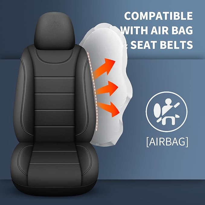 Car Seat Covers, Quilting Leather Seat Covers Full Set, Waterproof Faux Leather Automotive Seat Covers for Cars, Universal Ca