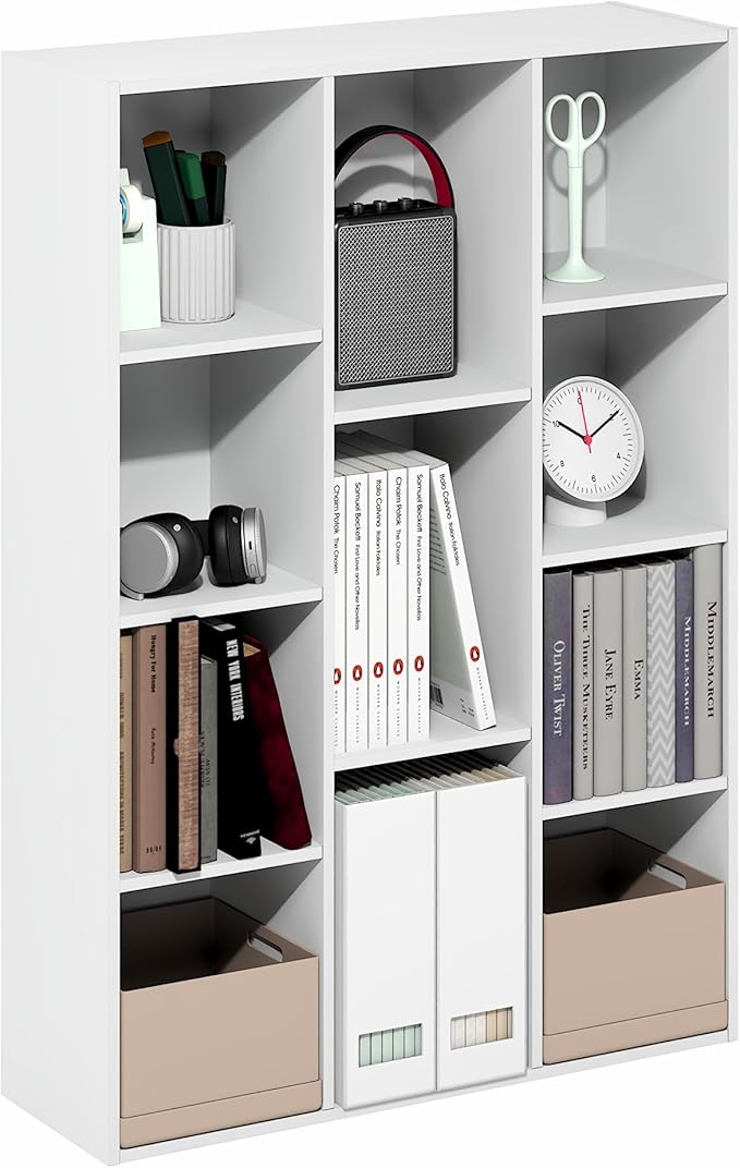 Furinno LUDER Book Shelf, 11-Cube Bookshelf, Reversible Bookcase, 9.4 x 29.1 x 41.7, Easy Assembly, for Living Room, Bedroom,