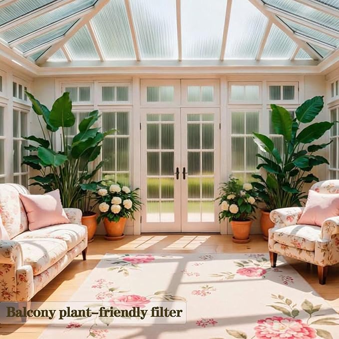 Hilarious Reeded Glass Privacy Film Frosted Window Cling Window Privacy Film 3D Decor UV Blocking Heat Control Static Cling Vinyl No Glue Removable Cover for Bathroom Living Room Office, 23.6''x118''