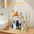 Bathroom Countertop Organizer, 2 Tier Acrylic Tray Vanity Counter Skincare Organizer Shelf, Kitchen Under Sink Standing Rack,