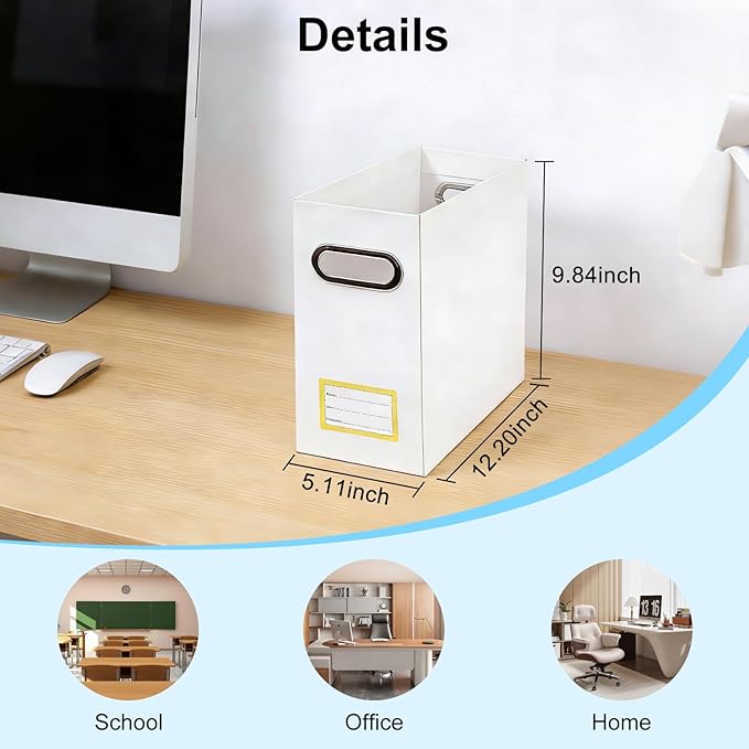 Collapsible File Organizer Box with Handle,12.20x5.11x9.84Inches, Filing Organizer for Home or Office, Small Portable File Bo