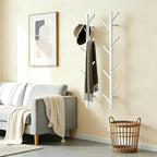 GAWAMAY Modern Vertical Coat Rack Wall Mount Set of 2 (Height33.4), White Metal Corner Wall Mounted Hat Racks Tree, Heavy Dut