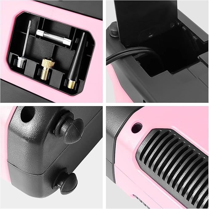 ‎DNA MOTORING TOOLS-00212 Pink 12V DC Digital Tire Inflator Portable Air Compressor with Pressure Gauge for Cars, Bicycles, Motorcycles,Balls