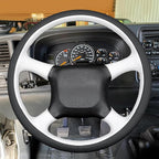 MEWANT Hand Stitch Black White Faux Leather Steering Wheel Cover for Chevy Silverado 1500 Astro Blazer C/K Kodiak S10