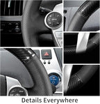 Hand-Stitch Steering Wheel Cover with Microfiber Leather & Carbon Fiber Leather Fit for Toyota Prius V 2012 2015/Prius C 2012 2015 2017/Prius 2010 2012/Prius Plus Prius Plug-in Hybrid 2013