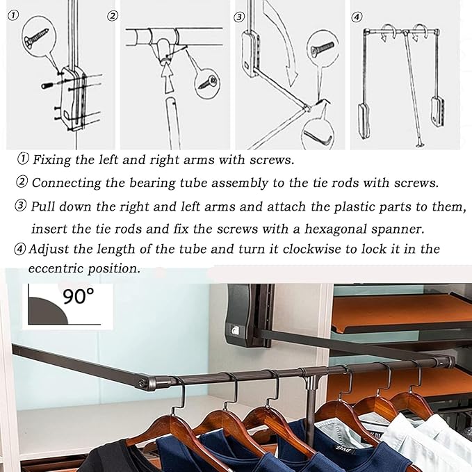 Pull Out Pants Hangers Trousers Rack Down Wardrobe Clothes Rail Extendable Closet Rod Adjustable Width Heavy Duty