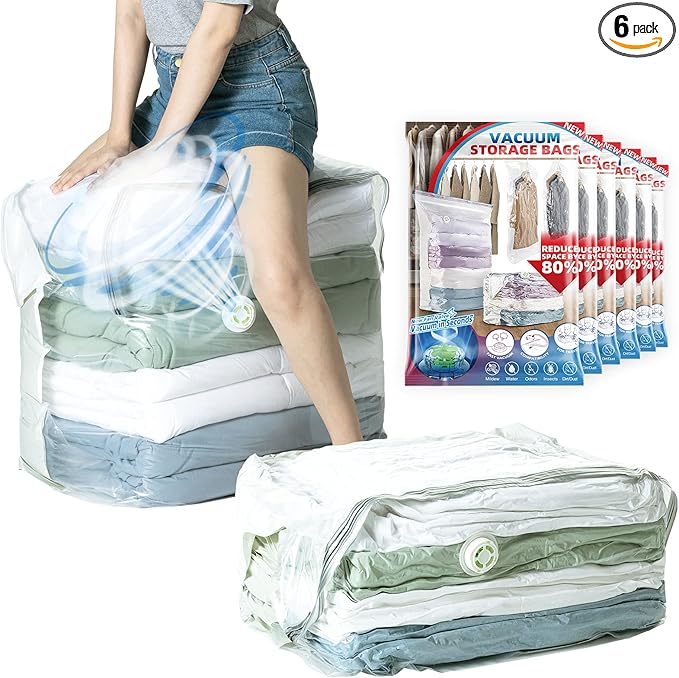 TAILI 6 Pack Vacuum Storage Bags, Extra Large Cube (40x28x18x18 Inch), Supe Jumbo Vacuum Seal Bags for Comforters, Blankets, 