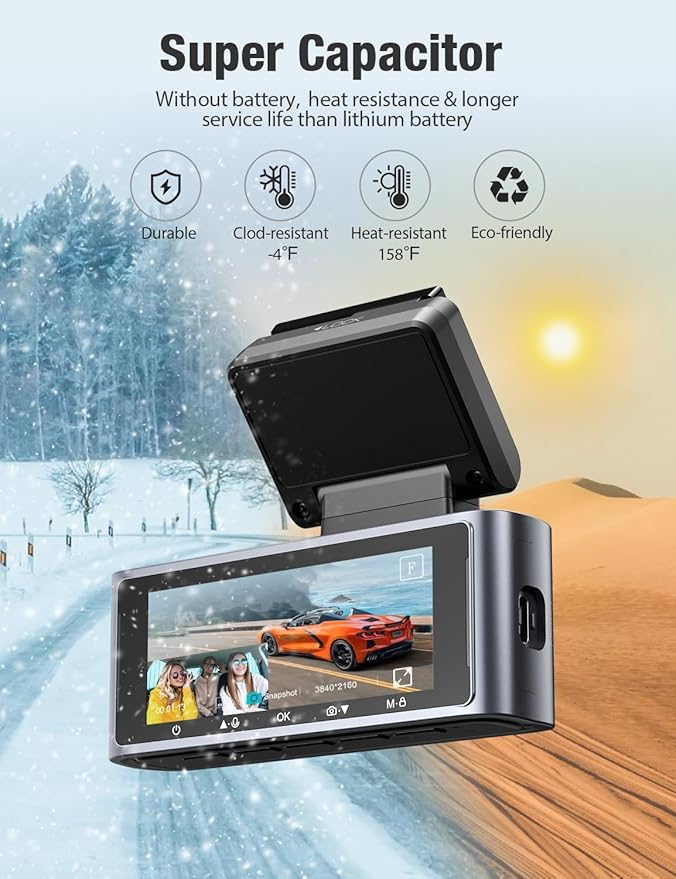 OMBAR Dash Cam 5G WiFi GPS, 3 Channel Dash Cam Front and Rear Inside 2K+1080P+1080P, 3.18" LCD Screen, 64GB Card Included, Du