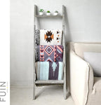 FUIN 5ft (58") Wood Blanket Ladder Living Room Decorative Wall Leaning Farmhouse Quilt Display Holder Shelf Rustic Wooden Tow