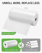 Syntus 11" x 150' Vacuum Sealer Bags for Food with Cutter, Vacuum Sealer Bags Roll Keeper BPA-free Heavy-duty Commercial Grad