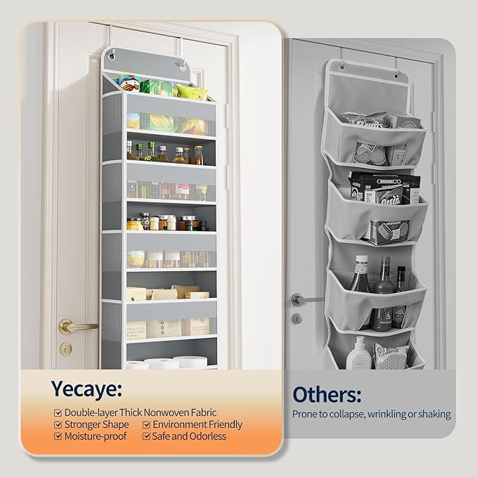Yecaye Over Door Organizer, 60 lbs Load Capacity, Metal Hanging Storage with 6 Shelves for Toys, Bathroom, Nursery, Dorm Room