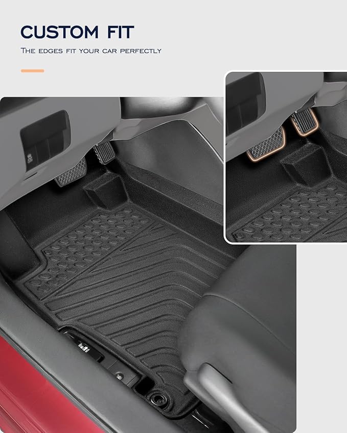 All-Weather Floor Mats for Honda Accord 2013-2017 (Only for Sedan) Custom Fit Black Rubber Car Liners, Waterproof Vehicle Accessories for Front & Rear, Heavy Duty Interior Protection